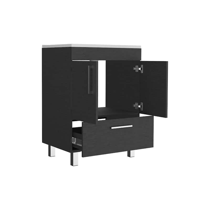 23.6" Single Bathroom Vanity Mayorca, Black Vanity with Double Door Cabinet and Four Legs, Easy to Assemble