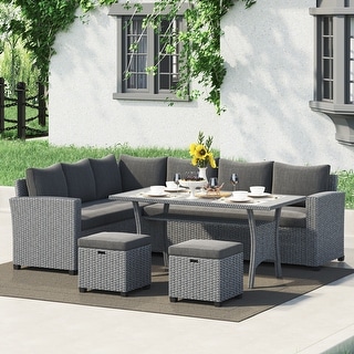 Corvus Leonore Rattan Wicker Outdoor 5 Piece Patio Sofa Set