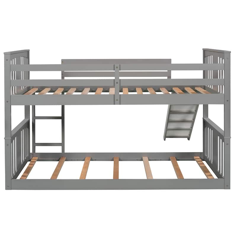 Twin Over Twin Bunk Bed with Slide & Ladder and Plywood, 250lb Capacity, Space-Saving Kids Bed