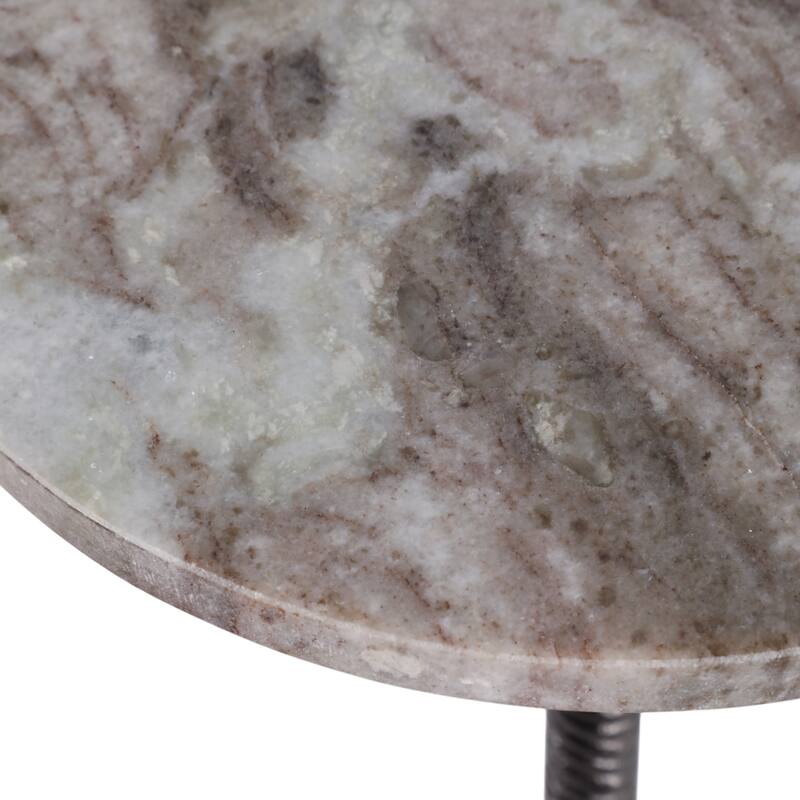 Metal and Stone Accent Table with Aluminum Base - Modern Stylish Side Table for Home Decor