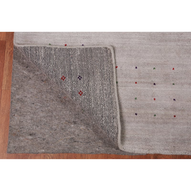 Gabbeh Indian Area Rug Handmade Beige Wool Carpet - 9'0" x 11'5"
