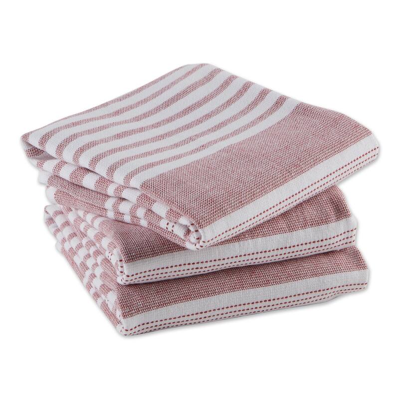 Asst Barn Red French Terry Dishtowel Set/3