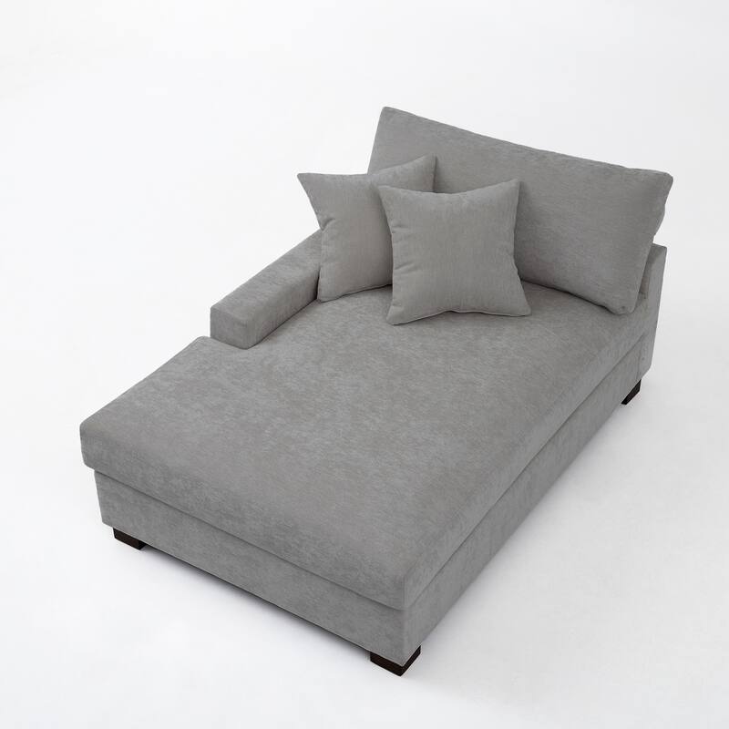Oversized Chenille Modular Chaise Lounge With Deep Seat