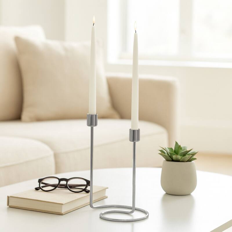 Metal Modern Swirl 2-Taper Candle Holder
