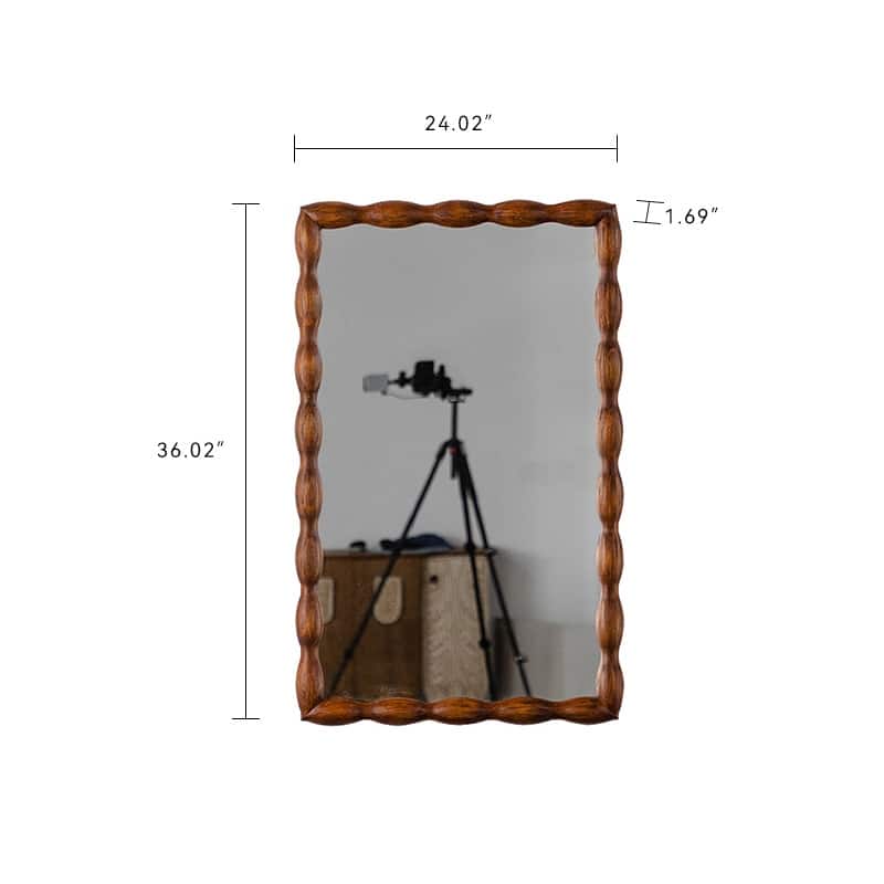 Mid-Century Modern Mirror with Solid Wood Frame