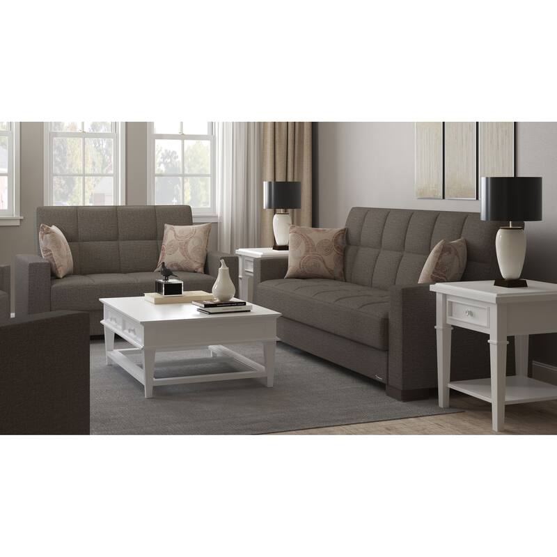 Collection Upholstered Convertible Loveseat With Storage