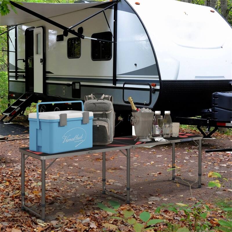 Aluminum Frame Foldable Picnic Table with 3 Height Settings and Lightweight Easy to Store