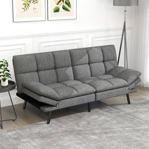 Modern convertible sofa bed with adjustable armrests for small space