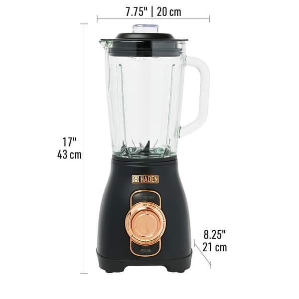 dimension image slide 2 of 4, HADEN 5-Speed Power Blender with 1.75 Liter Glass Jug and Metal Housing