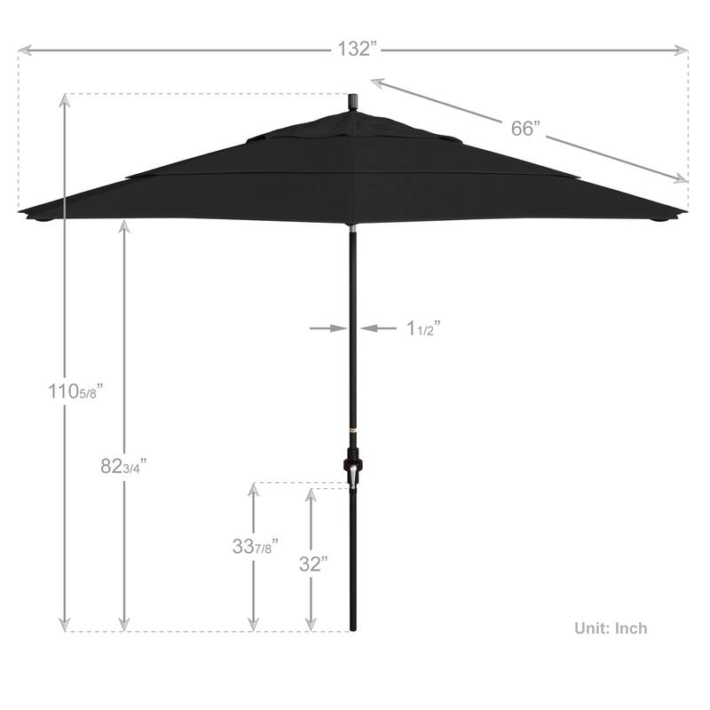 California Umbrella 11' Rd Golden State Series Patio Umbrella Bronze Aluminum Frame Crank Lift Collar Tilt Sunbrella