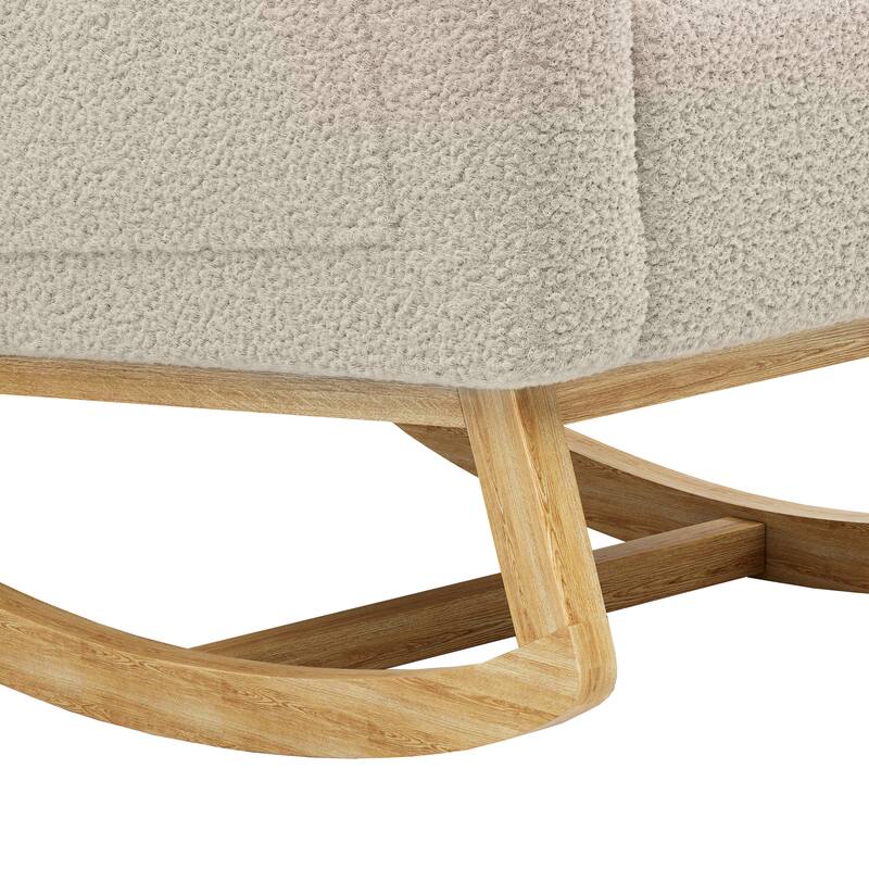 Modern Teddy Fabric Rocking Chair With Right Pocket For Indoor