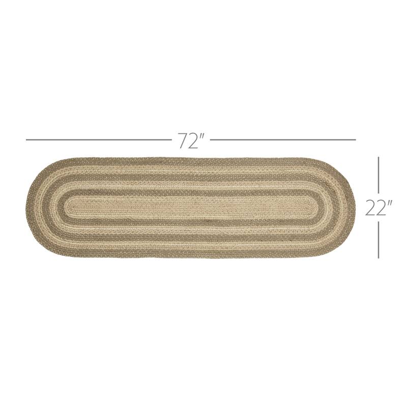 Cobblestone Jute Rug/Runner Oval w/ Pad 22x72 - 2' x 6' Runner