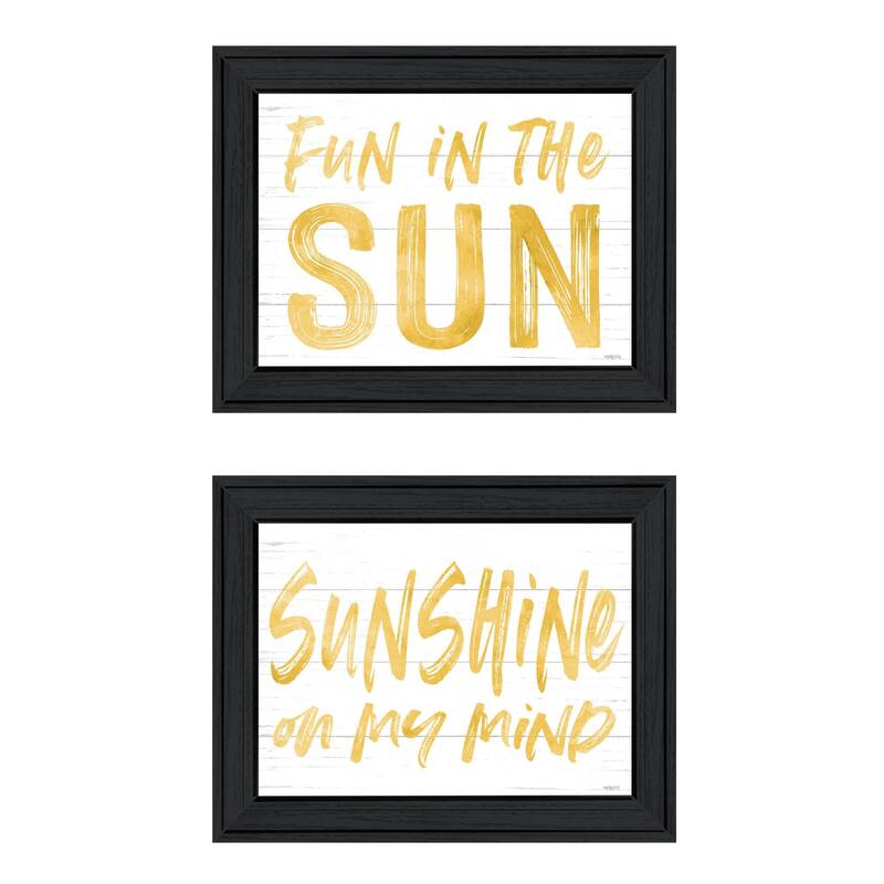 Trendy Decor 4U "Fun in the Sun-Sunshine on my Mind" Printed Framed Wall Art by Lettered & Lined - Charcoal - 19 x 15