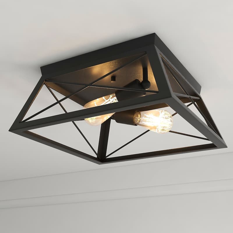 2 Light Farmhouse Flush Mount Ceiling Light