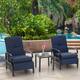 Outdoor Adjustable Cushioned Metal Patio Recliner Lounge Chair - Blue + Table 2