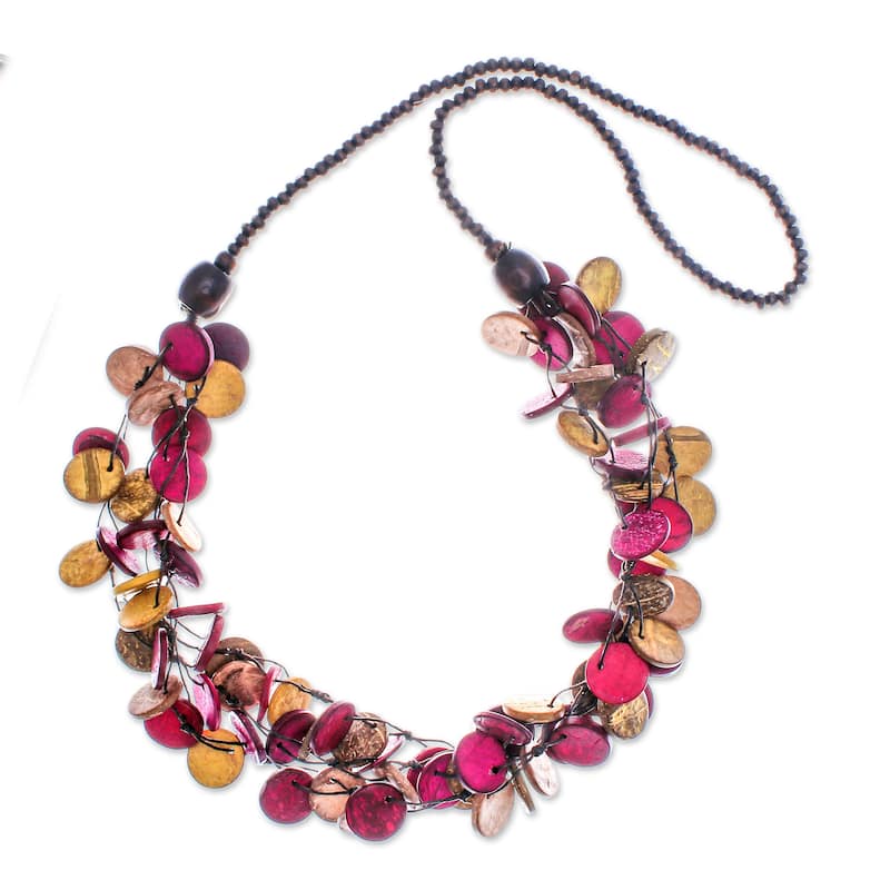 Novica Handmade Cycles Of Tenderness Wood And Coconut Shell Beaded Strand Necklace