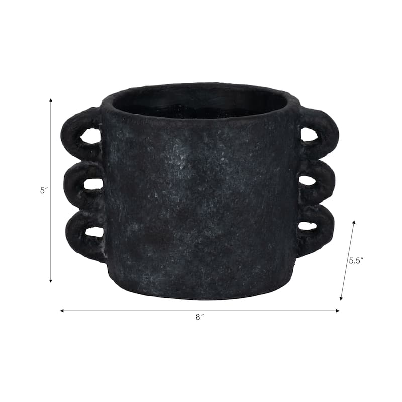 Pottery and Cement Planter Multi-Loop Handle Design Contemporary