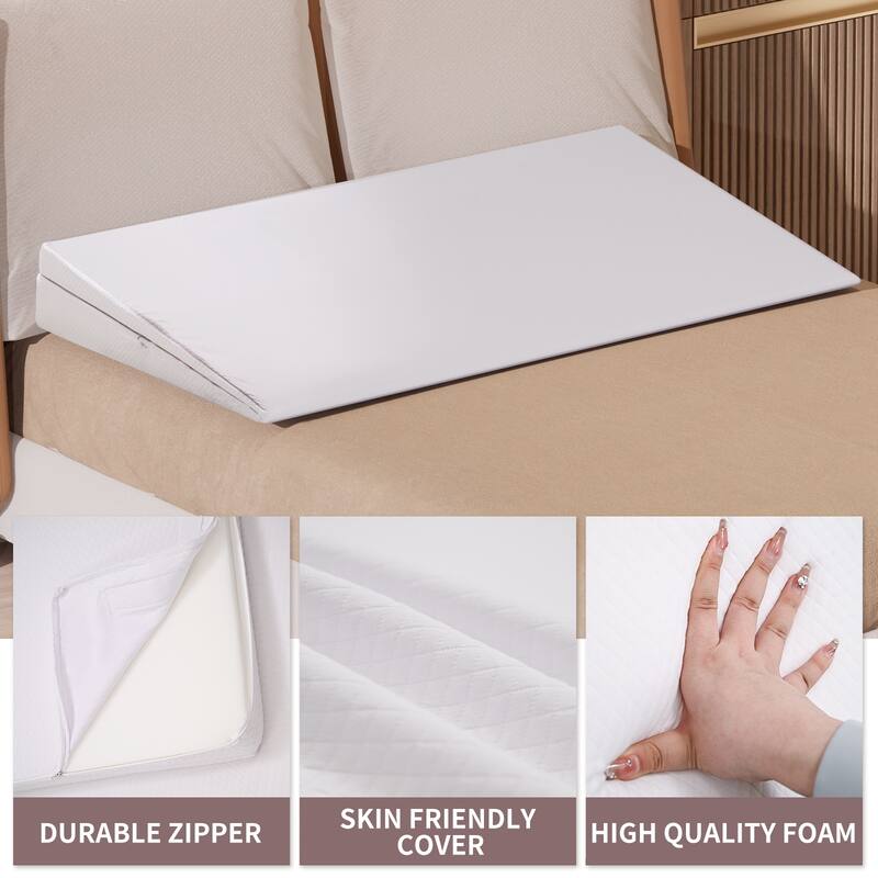 DoCred Adjustable Memory Foam Bed Wedge Pillow with Washable Cover - White