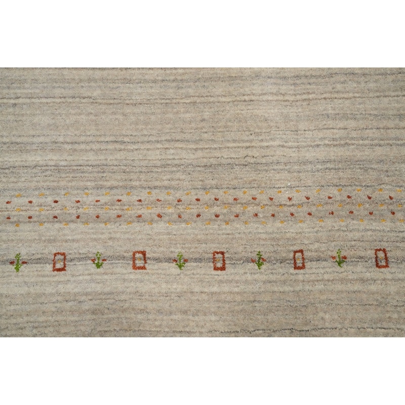 Hand Knotted Oriental 100% Wool Carpet Tribal Animal Pictorial Beige & Ivories Gabbeh Area Rug - 7' 10'' X 5' 1''