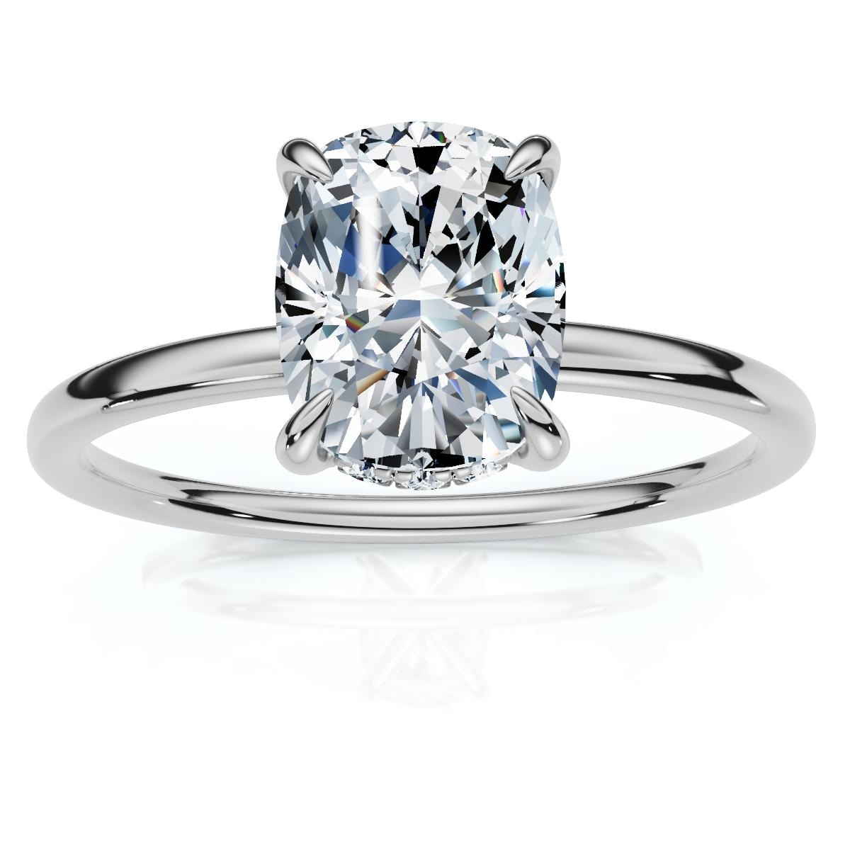 Bliss Diamond Certified 2Ct Cushion Hidden Halo Diamond Engagement Ring Gold Lab Grown
