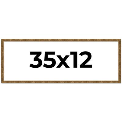 35x12 Frame Black Real Wood Picture Frame Kingsley Gold Distressed Photo Frame with UV Acrylic Foam Board Backing &