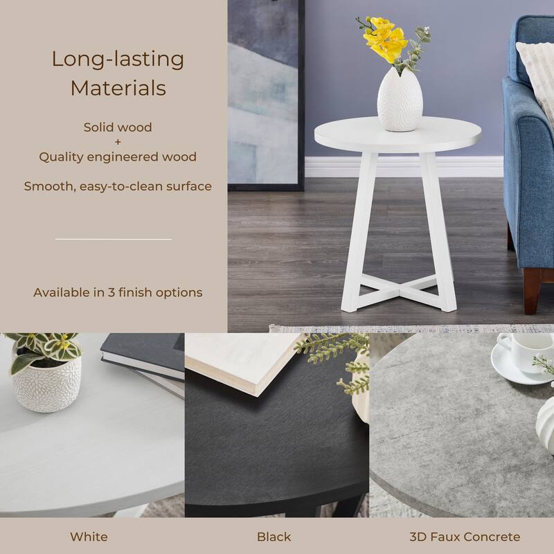 Roundhill Furniture Modern Harmony Wood Round End Table