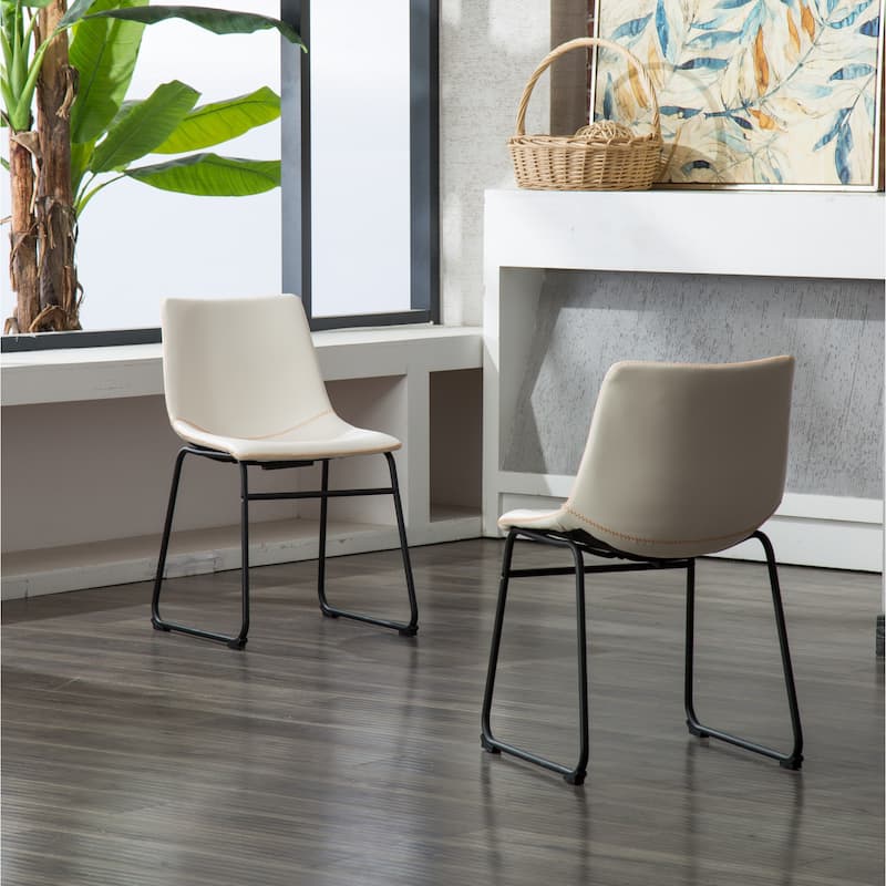 Lotusville Vintage PU Leather Dining Chairs, Set of 2