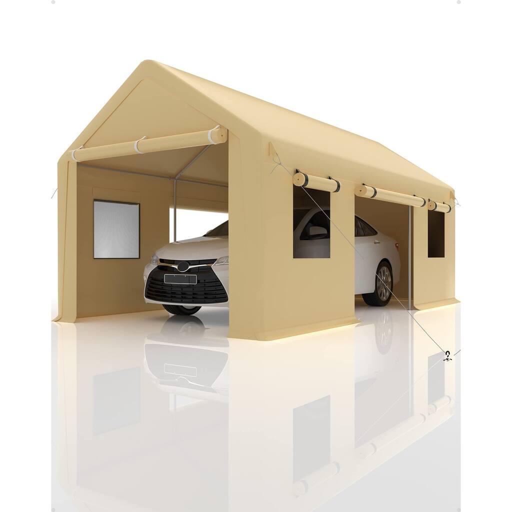 Carport 10'x20' Portable Garage, Reinforced Steel Poles, Heavy Duty Carport Canopy