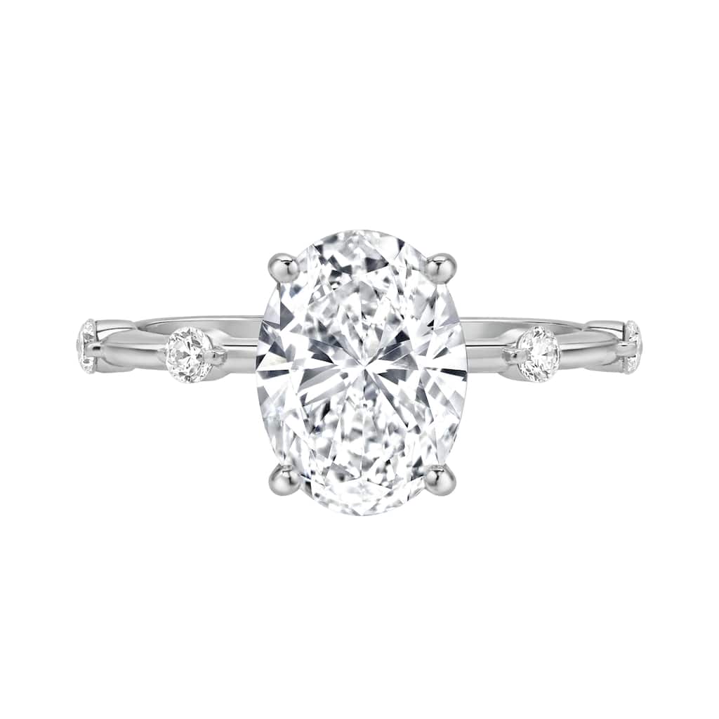 Auriya 14K Gold Tapered Oval Lab Grown Diamond Engagement Ring 1.12 - 5.28ct. tw. (F-G, VS)