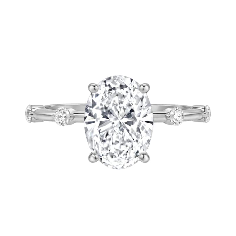 Auriya 14K Gold Tapered Oval Lab Grown Diamond Engagement Ring 1.12 - 5.28ct. tw. (F-G, VS) - 1.00 carats - 9 - White