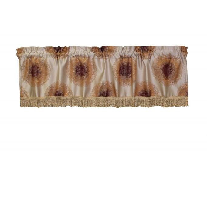 Violet Linen Emblem Vintage Damask Design, 60" x 15", Straight, Rod Pocket Curtain Valance - Burgundy