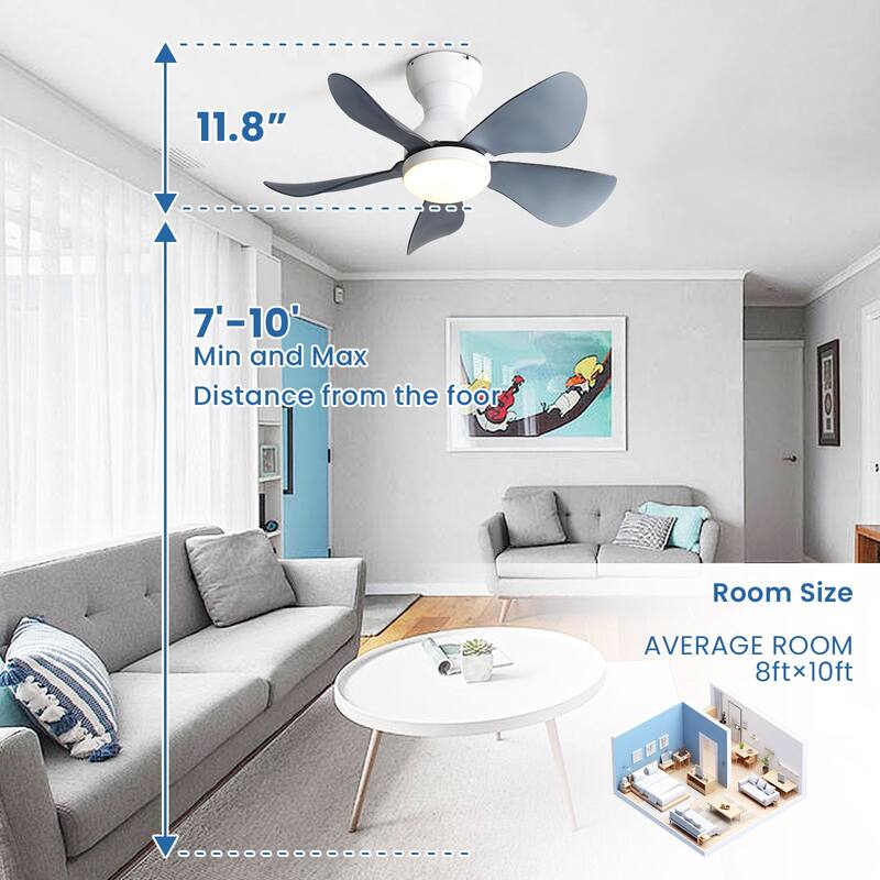 29 Inch Modern Ceiling Fans w/Lights and Remote Bedroom Flush Mount Ceiling Fan - 29 inch