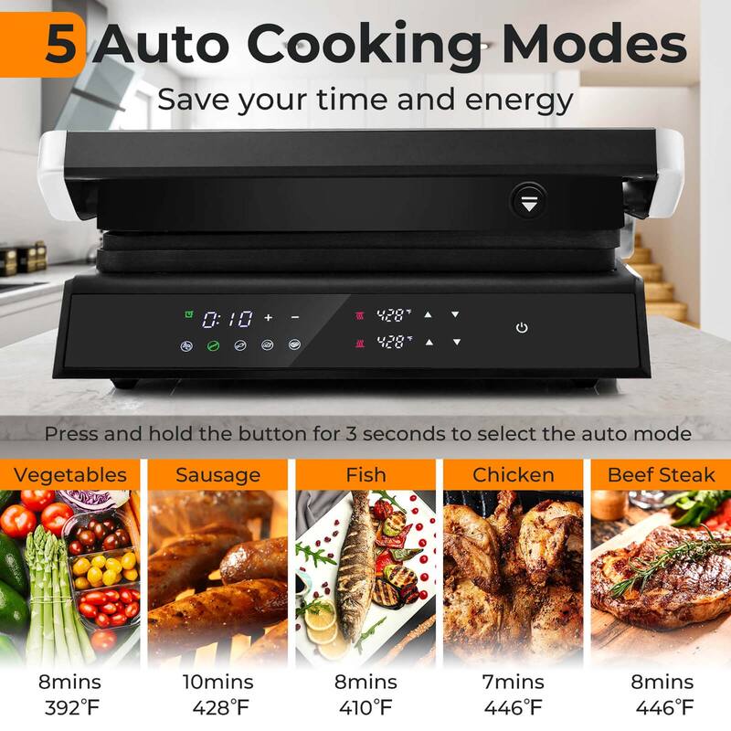 Costway Electric Panini Press Grill Sandwich Maker with LED Display & - See Details