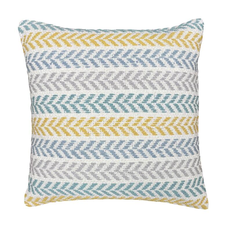 HomeRoots Set of Four 18" X 18" Yellow Beach Chevron Cotton Zippered Pillow