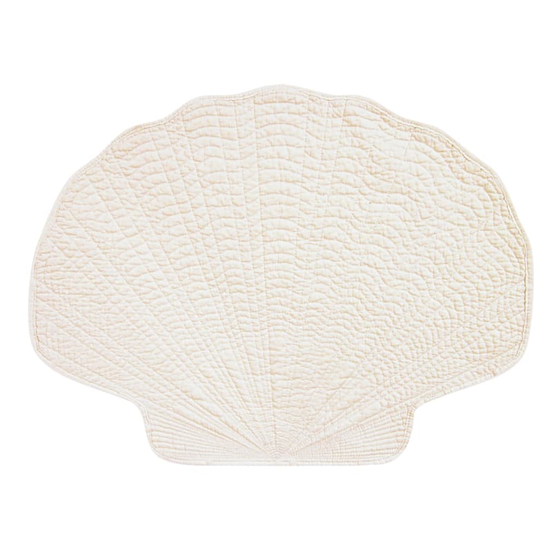 Shell White Cotton Quilted Placemat Set of 6