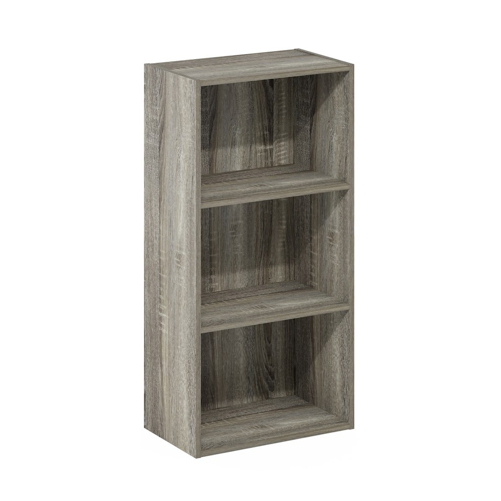 31.4 in. Tall French Oak Grey Wood 3-Shelf Bookcase