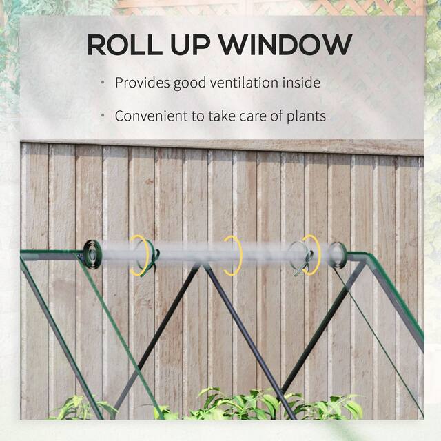 Outsunny Raised Steel Garden Bed with Greenhouse Cover - 50" L x 37.5" W x 36.25" H