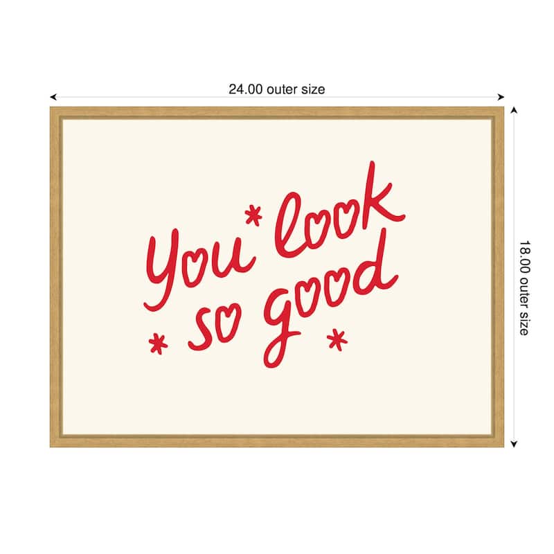 Kate and Laurel You Look So Good Red Motivational Typography by Lucky Guava Framed Canvas Wall Art Print