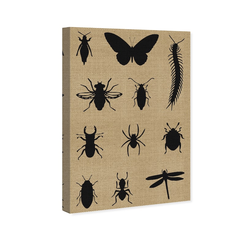 Wynwood Studio Canvas Animals Burlap Creepy Crawlies Black and Beige Farmhouse Wall Art Canvas Print