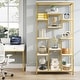 preview thumbnail 2 of 9, 71 Inch Modern Bookcase Shelving Display Rack, White Gold Book Shelves for Home Office, Wood and Metal