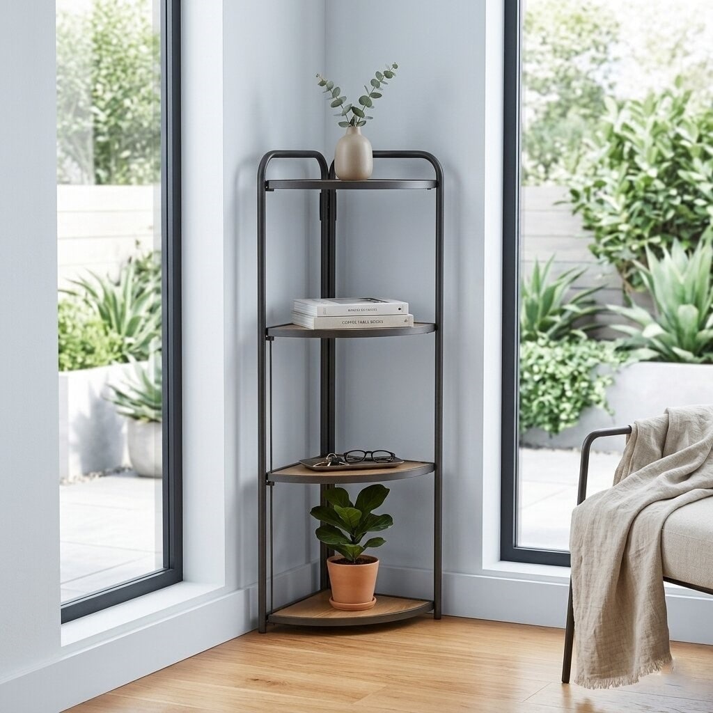 Lefeld 4 Tier Foldable Corner Shelf