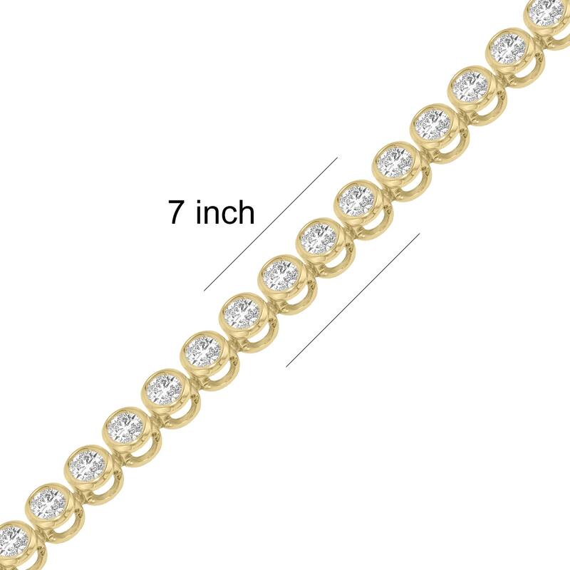 Marquee 5 Carat TW Oval Shape Lab Grown Diamond Bezel Set Bracelet in 14K Yellow Gold
