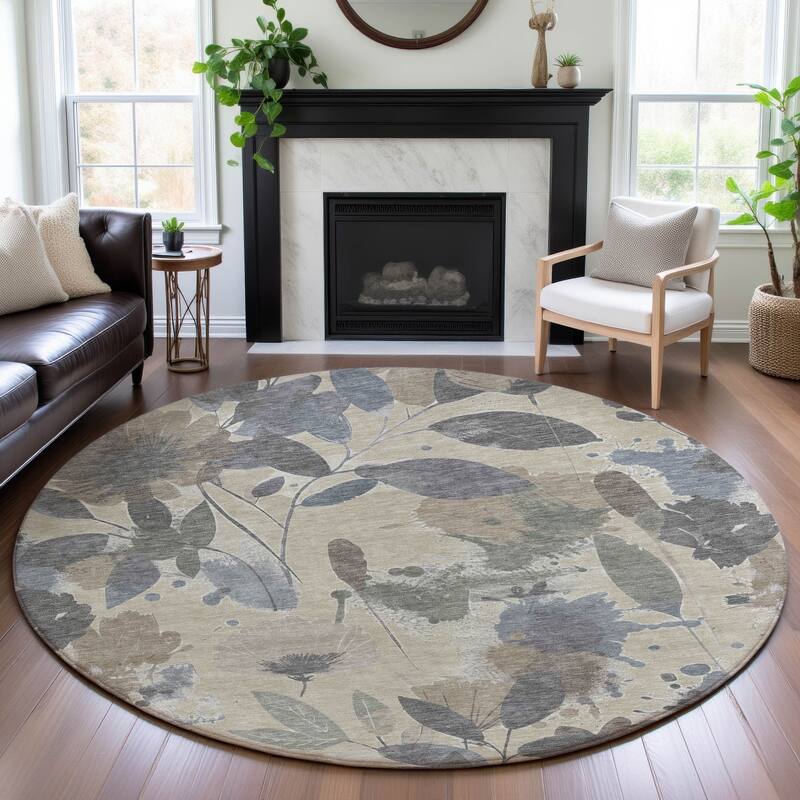 Premium Washable Super Soft Floral Mayfield Rug - Beige - 8' x 8'