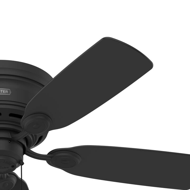 Hunter 42" Low Profile IV Flush Mount Ceiling Fan and Pull Chain, Matte Black - Traditional, Transitional