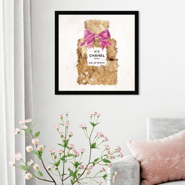 slide 1 of 27, Oliver Gal 'Pure Gold Dust Scent' Fashion and Glam Framed Wall Art Prints Perfumes - Gold, Pink 24 x 24 - Black