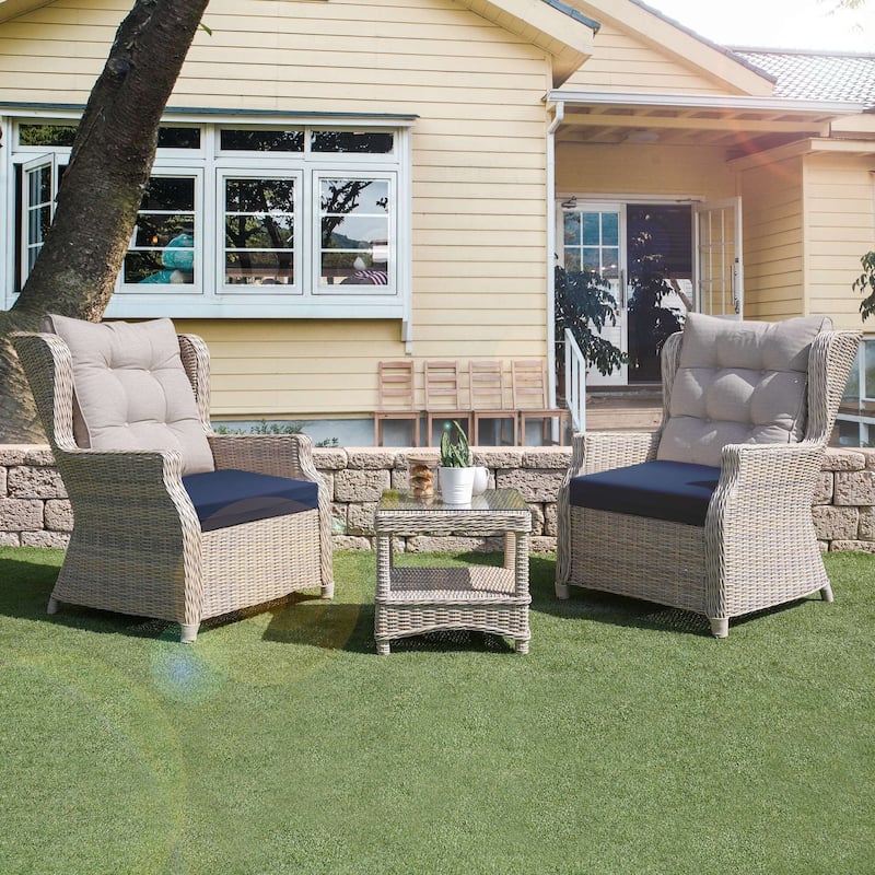 Set of 4 Waterproof Outdoor Chair Cushions with Ties for Patio Furniture