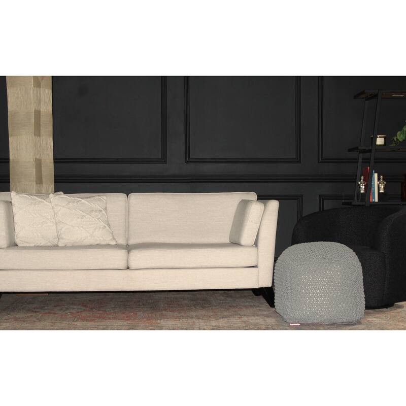 Semi-Rounded Pouf - Cable Knitted - Handmade - Perfect Seating
