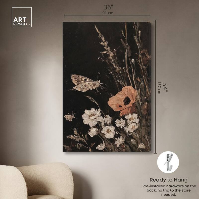 Poppy and Moth II Canvas by Art Remedy, Gallery Wrapped