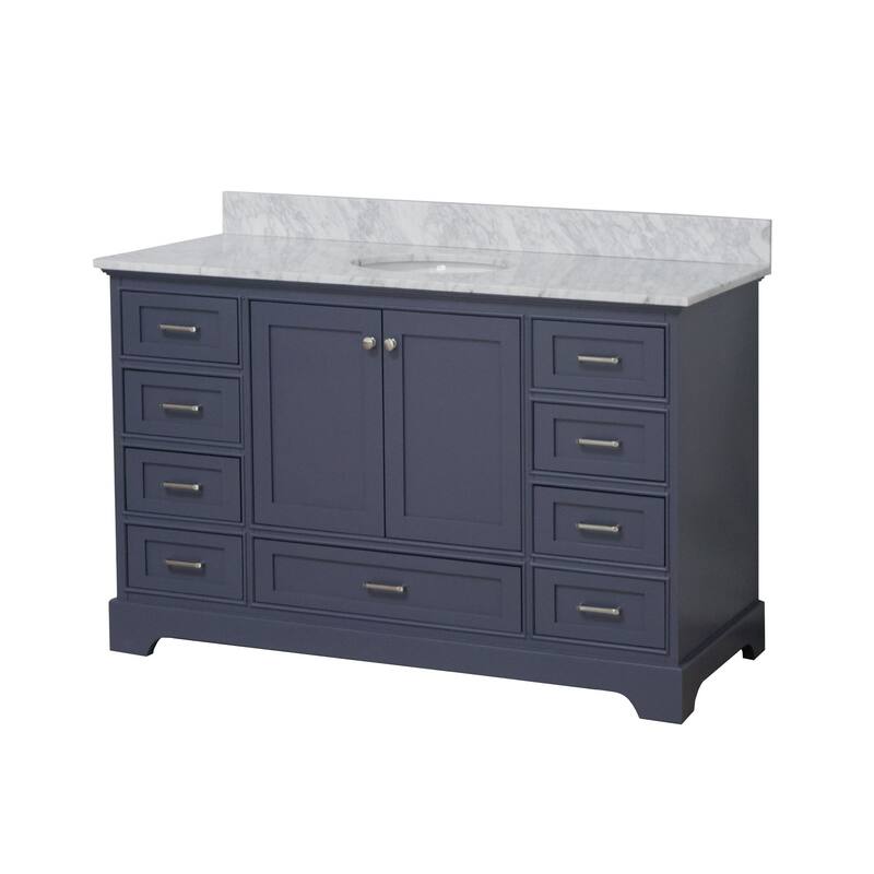 KitchenBathCollection Harper 60" Single Bathroom Vanity with Carrara Marble Top