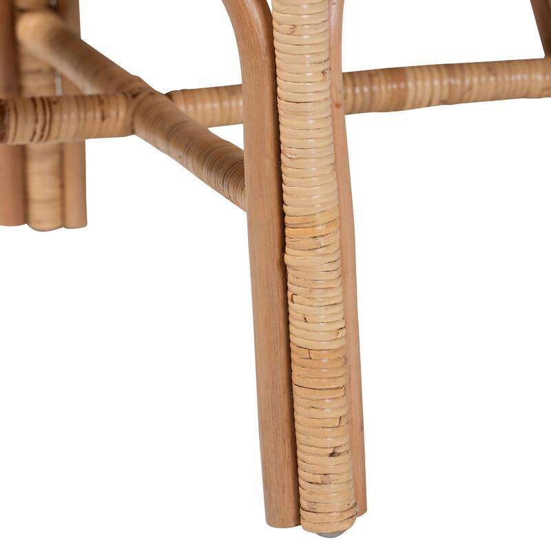 Prisca Natural Rattan Dining Chair with Bubble Frame - Handwoven Wicker Accent Chair with Round Back and Removable Cushions